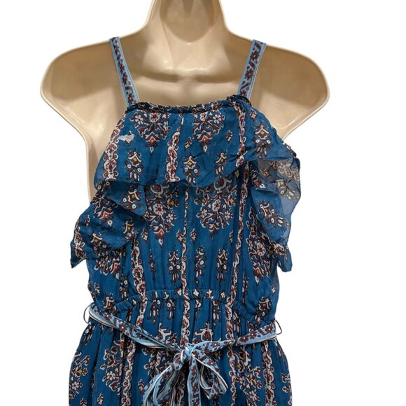 Anthropologie Sasha Maxi Dress S Ruffle Sleeveless Floral Boho Tiered Hem New - Picture 8 of 9